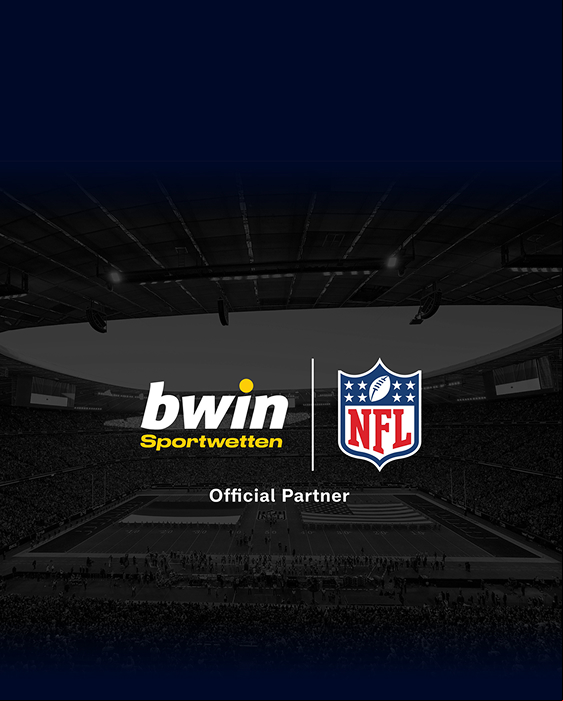 a shot inside a large stadium with a dark overlay on top, with the bwin and NFL logos in the middle